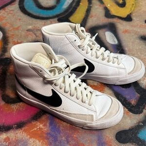 Nike Blazer Mid 77 White and Black Leather High-Tops